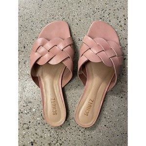 SCHUTZ Tari Braided Sweet Rose Pink Leather Slide Sandals Sz 8.5